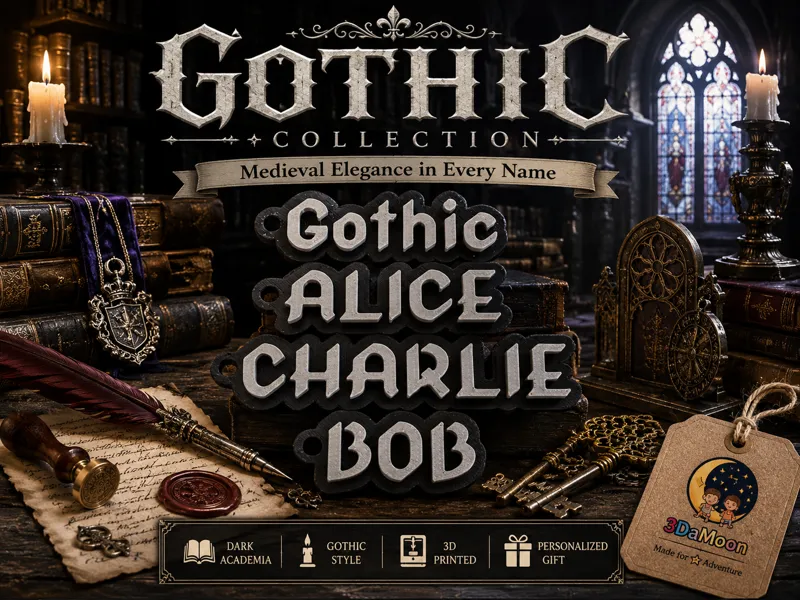 Gothic Style customizable nameTag keychain