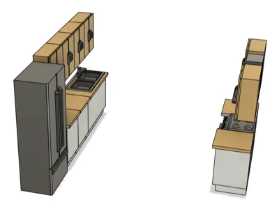 modular parallel kitchen at 1:50 scale
