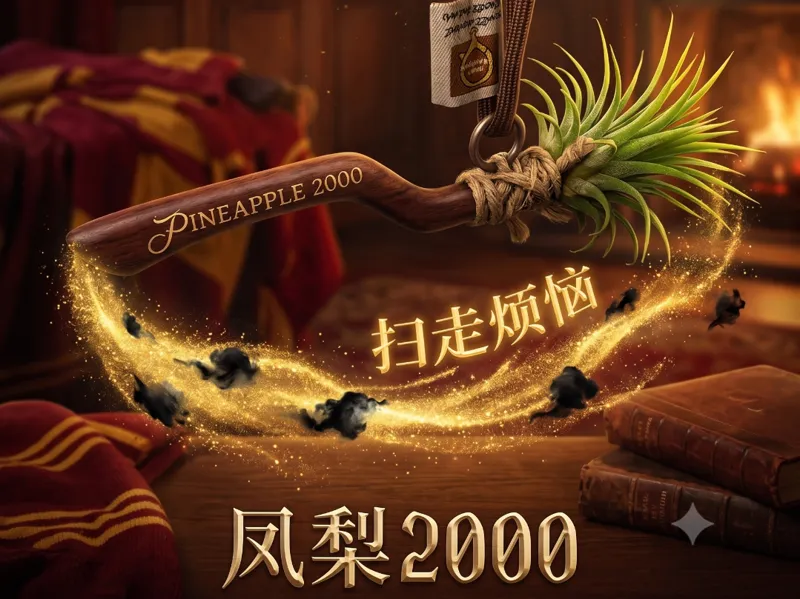 【凤梨2000】：扫走烦恼的魔法扫帚挂件