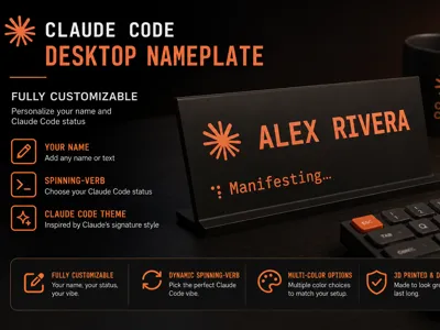 Customizable Claude Code-Themed Desktop Nameplate