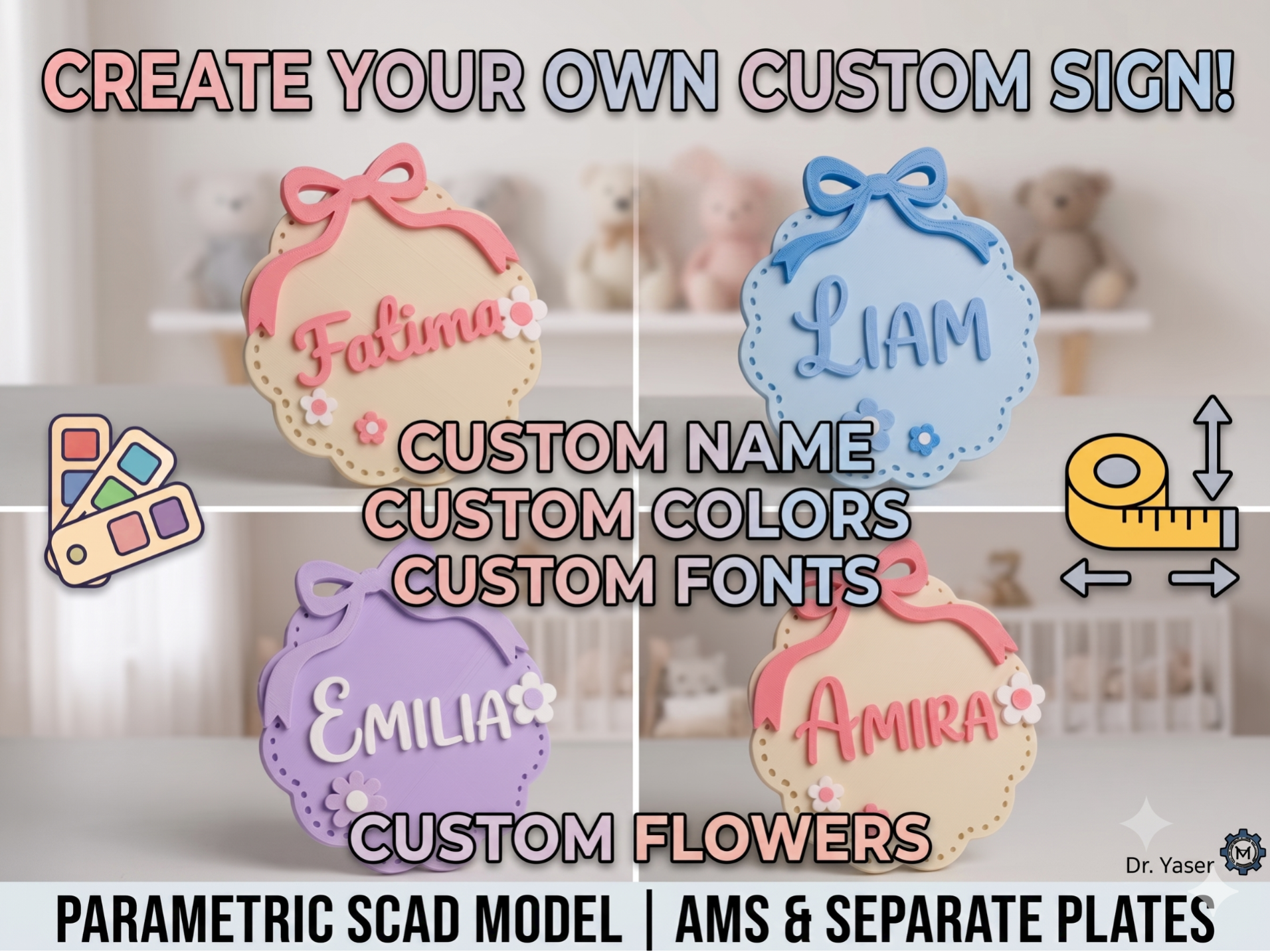 Premium Parametric Baby Name Sign 