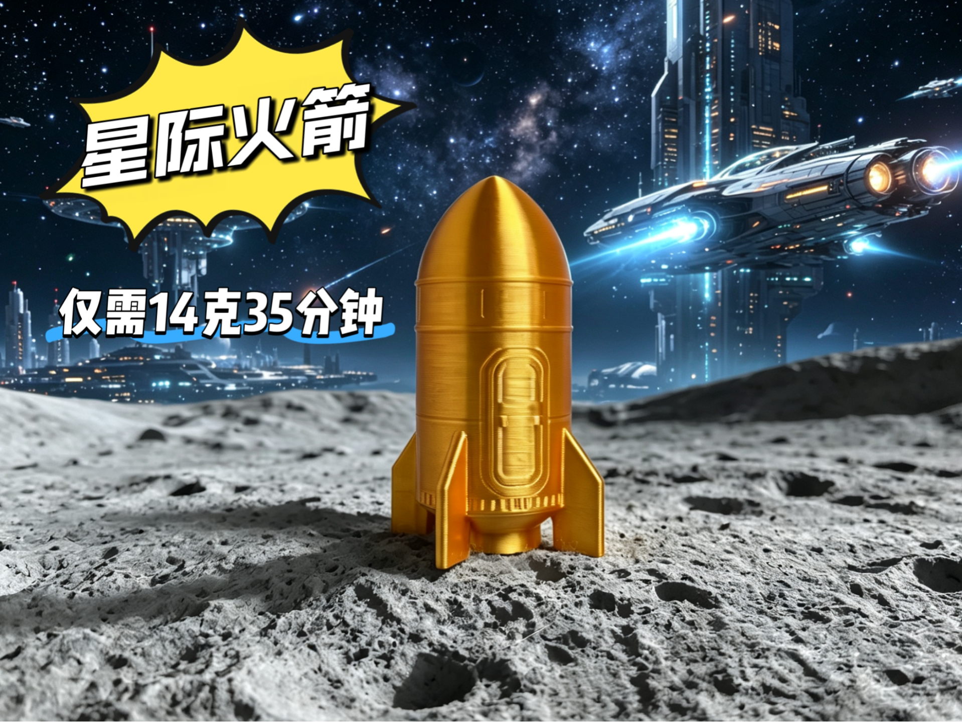 星际火箭模型 一体打印无需支撑
