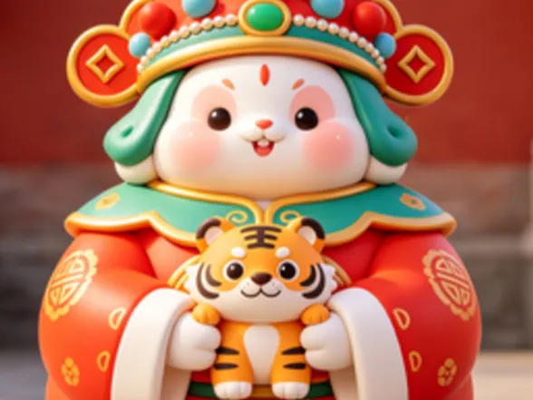 北京兔爷（福兔财神抱萌虎）