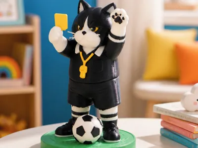 Referee Cat - Cute Soccer Cat Figurine