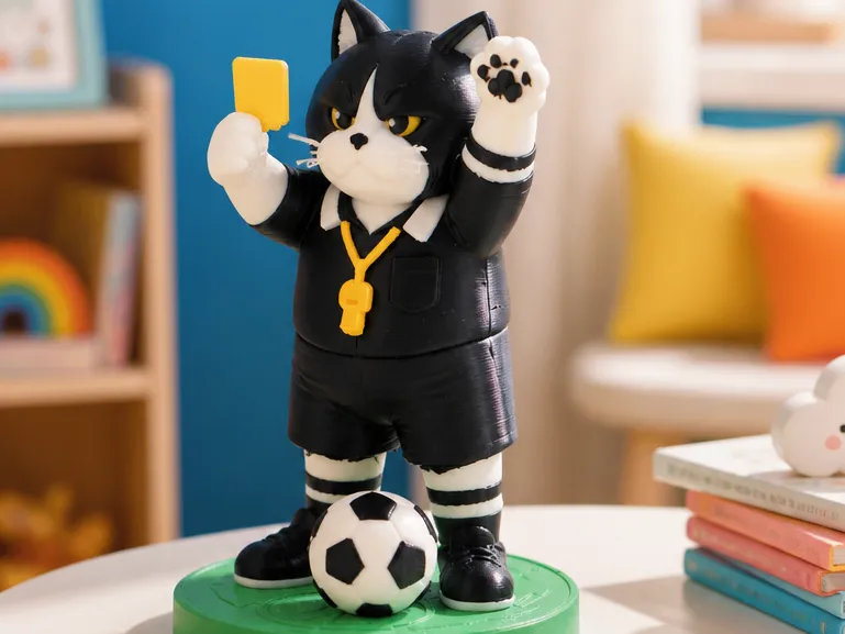 Referee Cat - Cute Soccer Cat Figurine