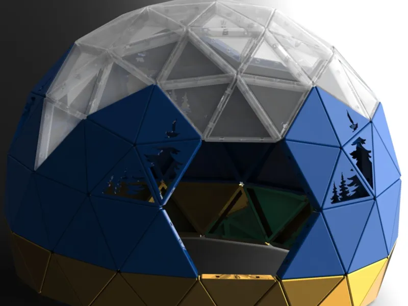 Geodesic Dome Cat House - Pine Tree Cutouts