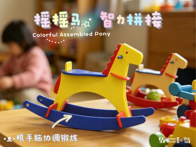创意儿童玩具系列1 | 孟菲斯风格摇摇马玩具 | 积木拼接