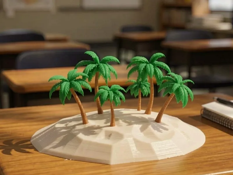 Island With Palm Trees & Sandy Beach