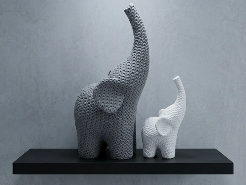 Duo de Elefantes "Textura de Tricô" – Coleção 