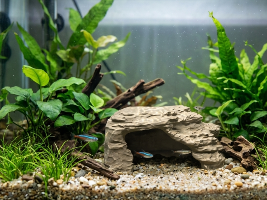 鱼缸石头造景 小鱼躲避屋