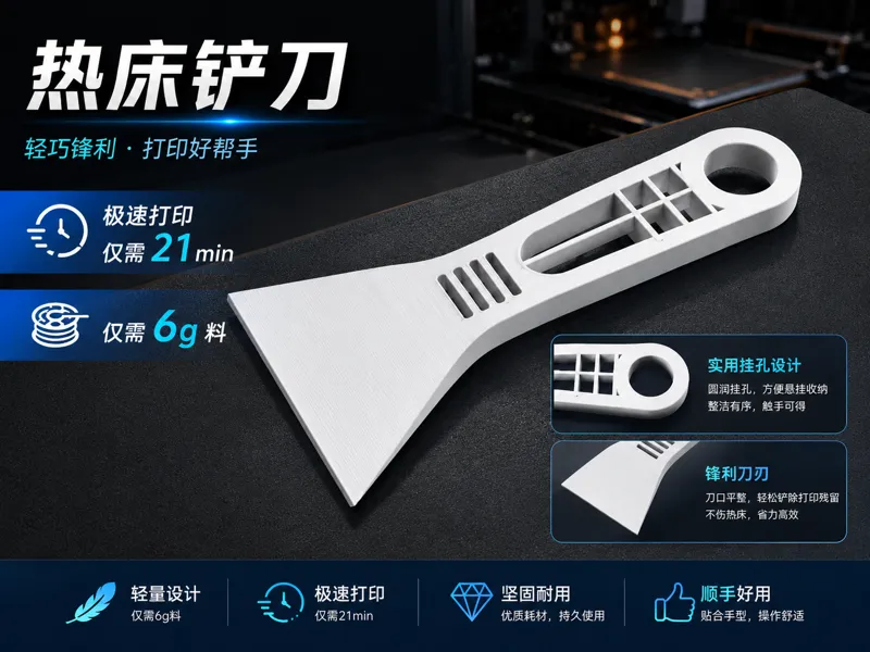 热床铲刀    轻量省料｜仅需6g料   极速打印｜仅需21min