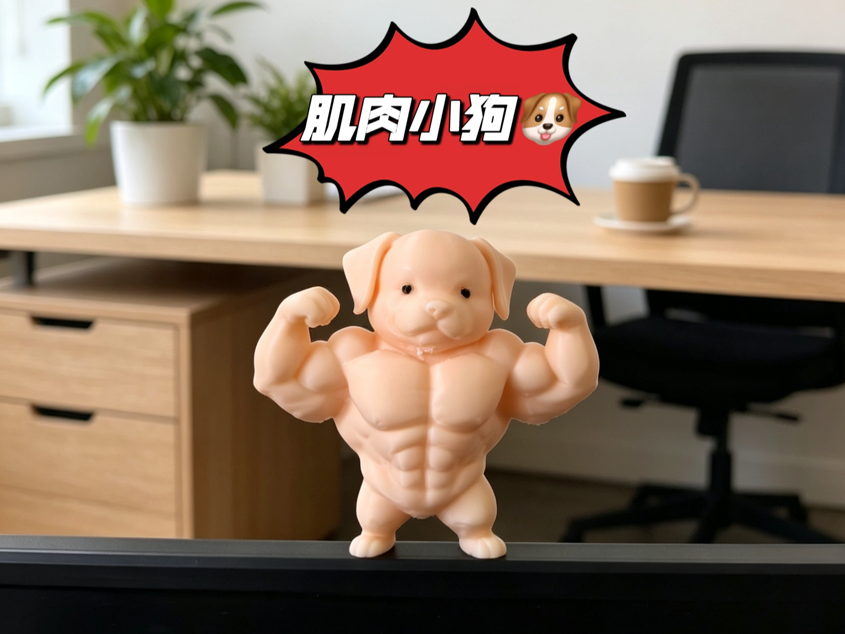 肌肉小狗 健身的狗狗 可爱治愈系桌面摆件 