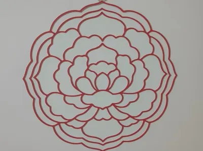 Lotus - Cloisonné Enamel - Chinese Red - 3D Window Grille