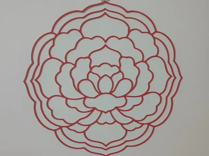 莲花-掐丝珐琅-中国红-立体窗花