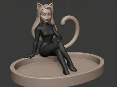Feline Muse – Cat Girl Jewelry Tray & Desk Figure