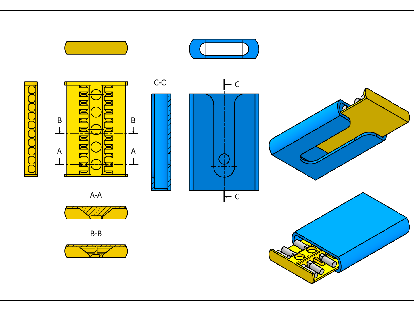 Bit holder case for 1/4" hex bits