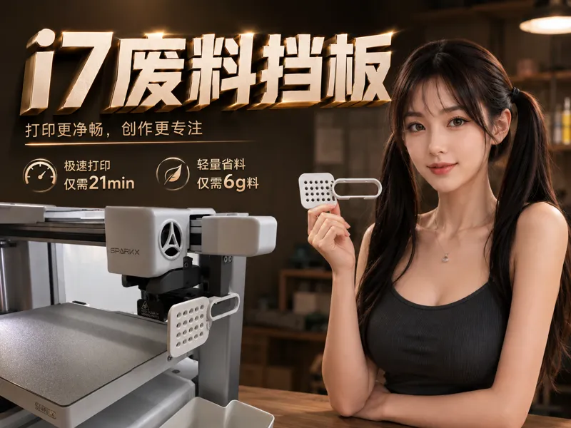 SPARKX i7废料挡板｜21min极速打印 仅需6g料