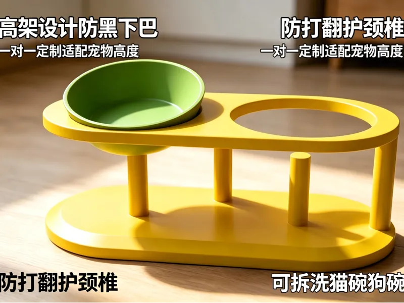 参数化 宠物喂食器 高架设计防黑下巴 完全更具宠物高度一对一定制|防打翻护颈椎 可拆洗猫碗狗碗