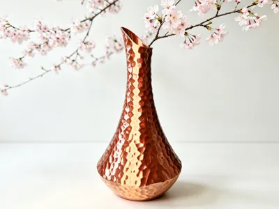Narrow-mouth vase, hammered texture, multi-color segmented printing (no AMS needed, no support needed)