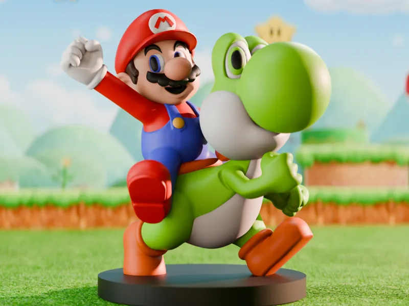 Mario and Yoshi Inspired Figurine Game Collectible