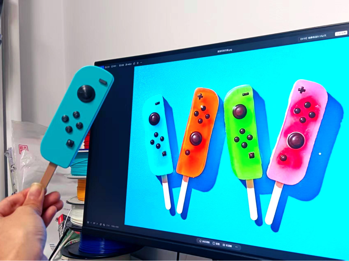 Switch红蓝手柄冰棍小摆件——蓝手柄