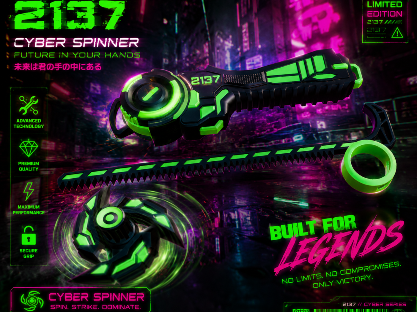 Cyberpunk Spinning Battle Top.
