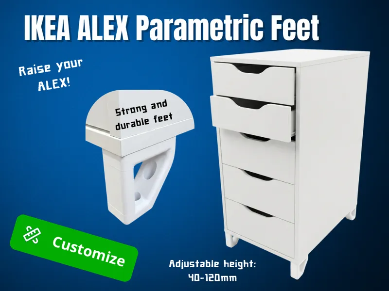 IKEA ALEX Parametric Feet: 40-120mm Adjustable