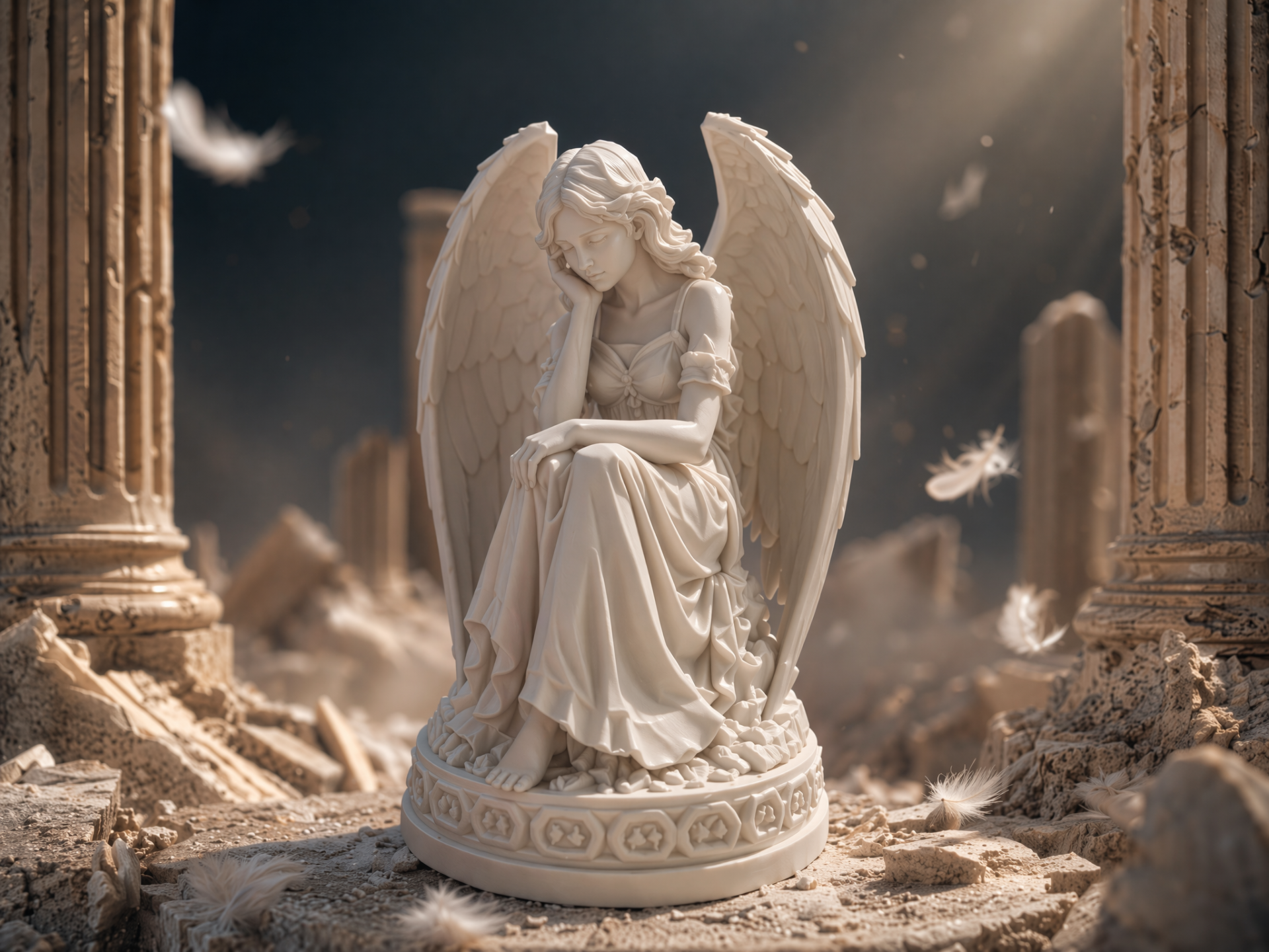 沉思天使手办摆件 / Pensive Angel Figurine