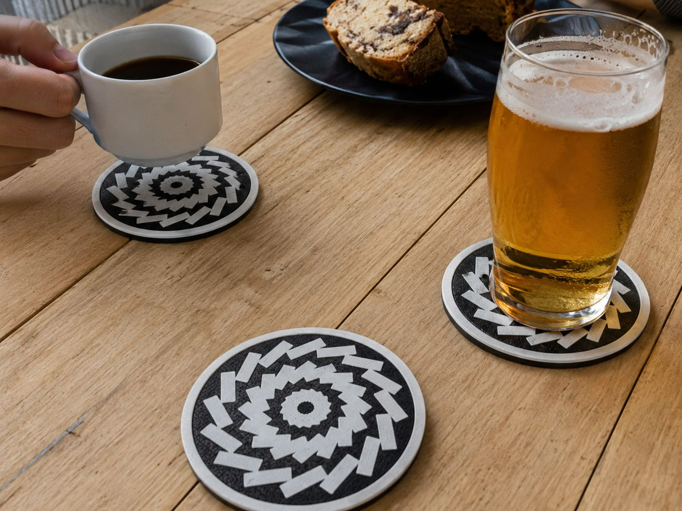 Modern Spiral Coffee Coaster Easy Print