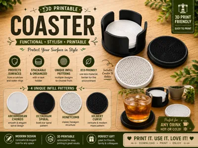 Customizable Infill Coaster Set with Holder