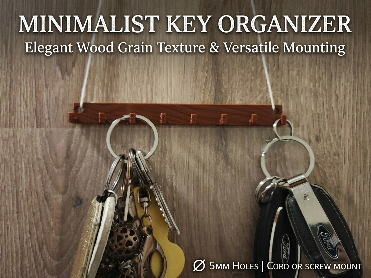 Minimalist Wood-Grain Key Holder / Organizer