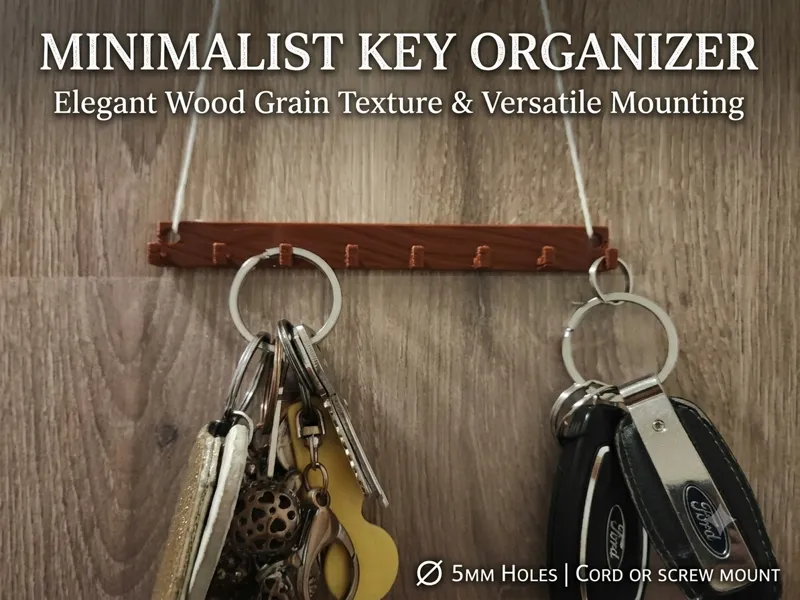 Minimalist Wood-Grain Key Holder / Organizer