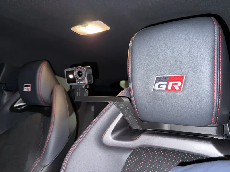 Toyota GR Yaris action cam mount for headrest