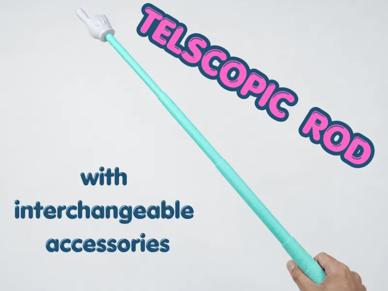 Telescopic rod with accessories