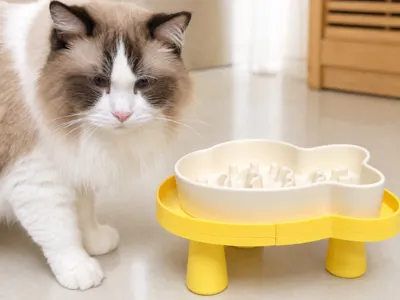 Fish-shaped Pet Feeding, Drinking, and Slow Feeder Bowl Riser
