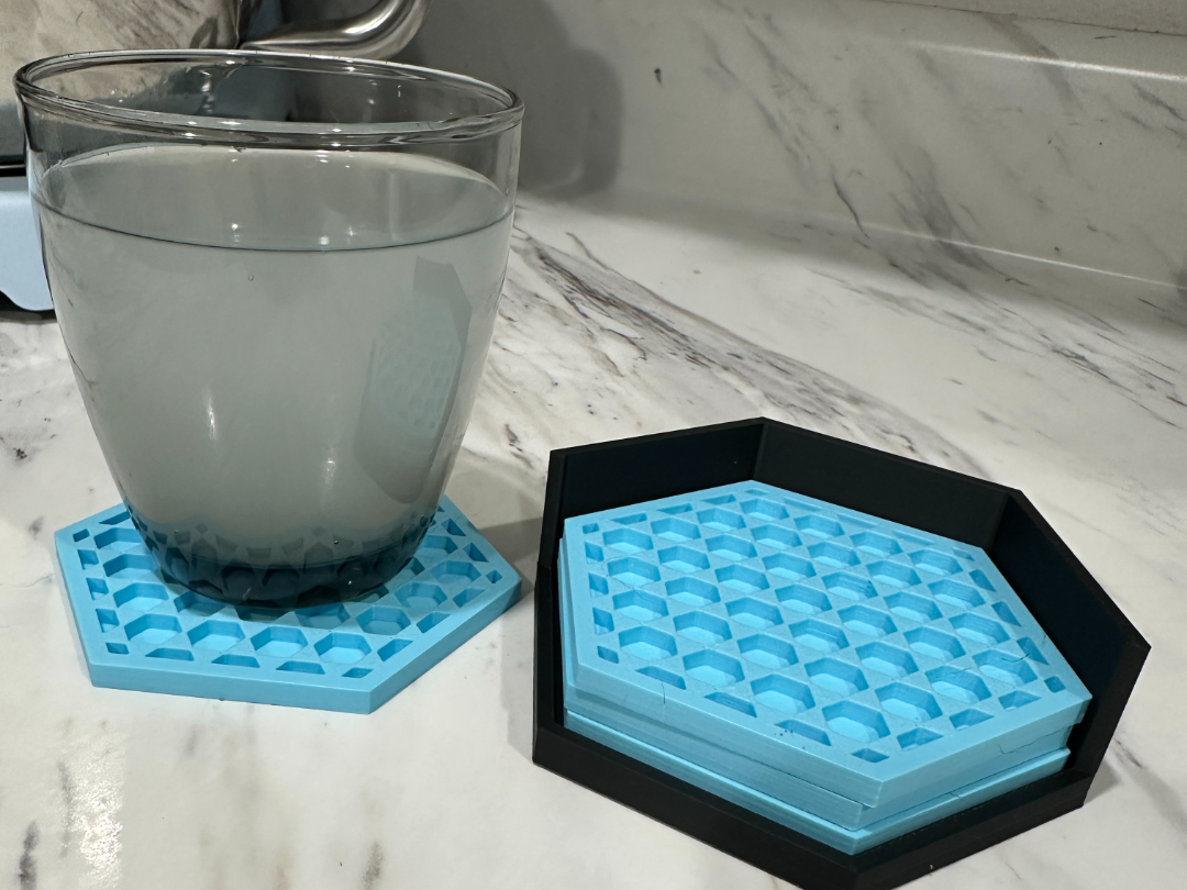 Modern Honeycomb Coaster Set with Holder