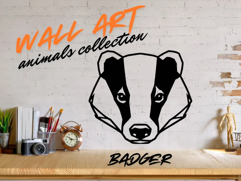 Geometric Wall Art - Animals Collection - Badger