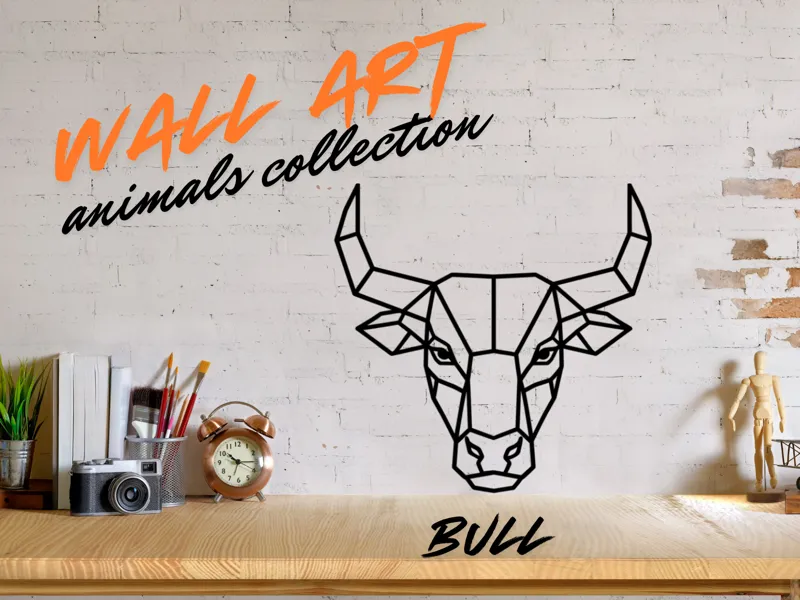 Geometric Wall Art - Animals Collection - Bull 