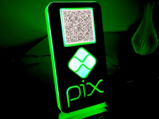 Placa Pix Iluminada Qr Code para Pagamento Mesa