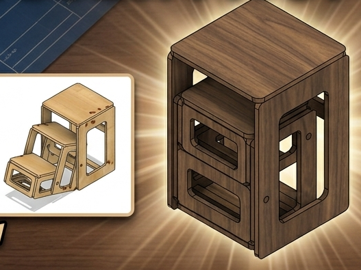 Compact Nesting Step Stool Smart Folding Mechanism