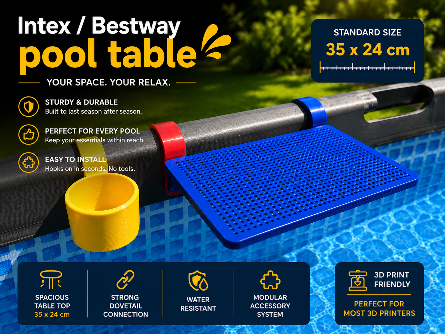 Pool Table (35x24cm) for Intex / Bestway / GRE