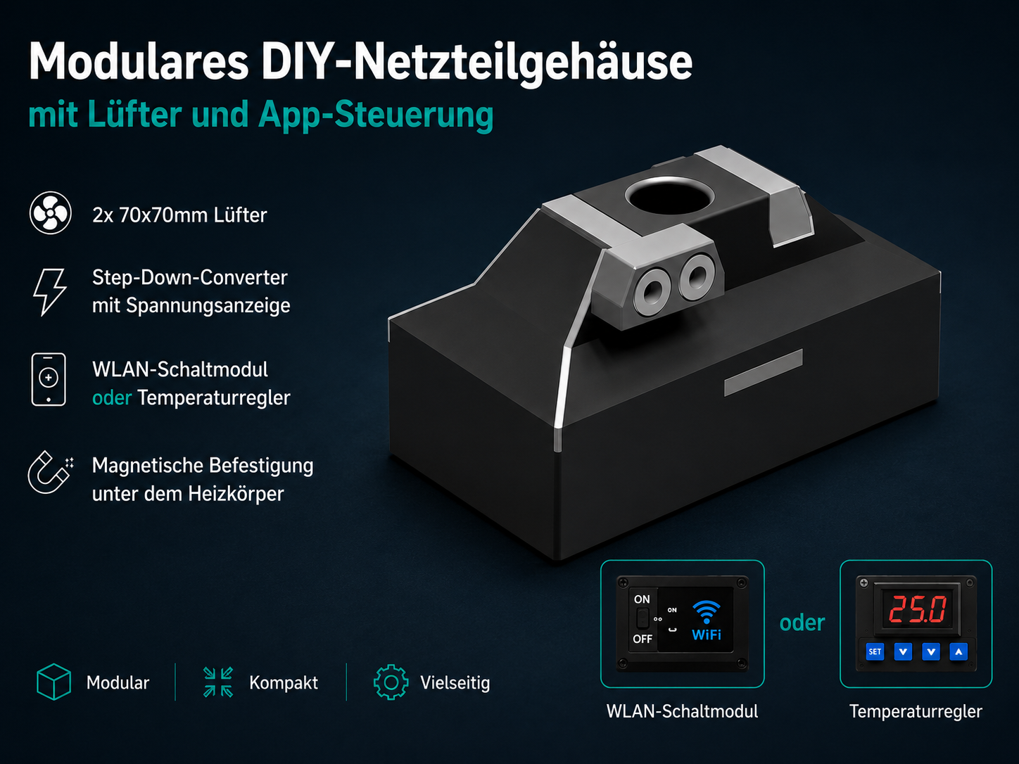 Heizkörperventilator mit Lüfter und App-Steuerung