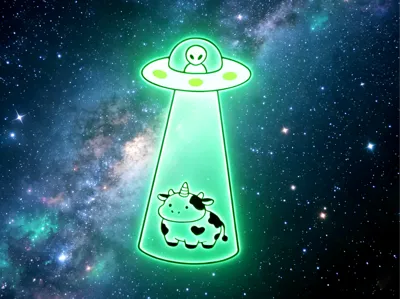 UFO Heart Cow Glow-in-the-dark Organza-like Translucent Bookmark