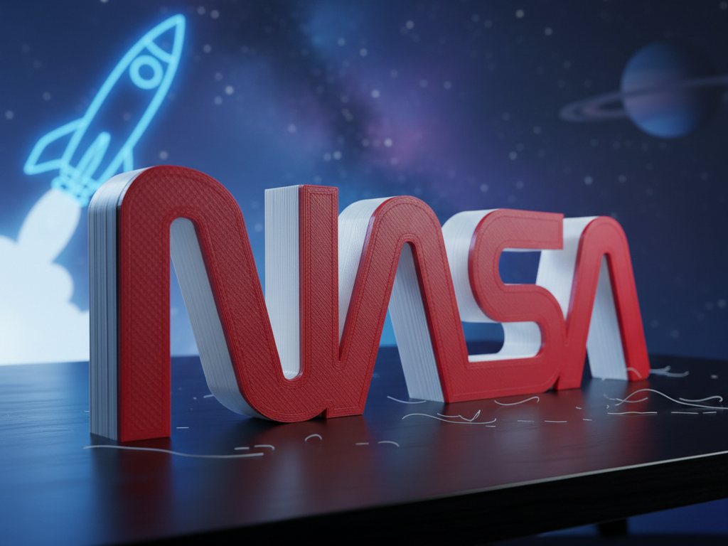 NASA Worm Logo LED Lamp Retro Space Sign