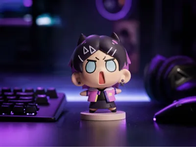Black Goat - No AMS - Fully Separable - Valorant Agent Clove Fan Art Chibi Surprised Shocked Model
