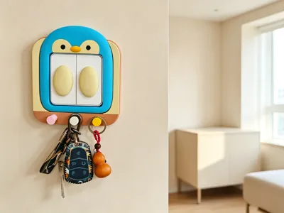 Simple penguin-shaped Type 86 switch box decorative panel Can hang keys and small items Universal for single-gang, double-gang, and triple-gang switches No AMS required