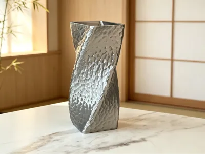 Square Twisted Hammered Vase