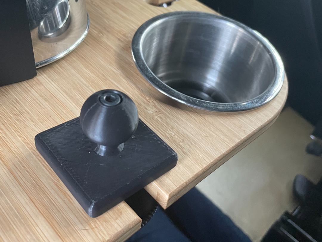 Ram mount for wood Sprinter shelf.