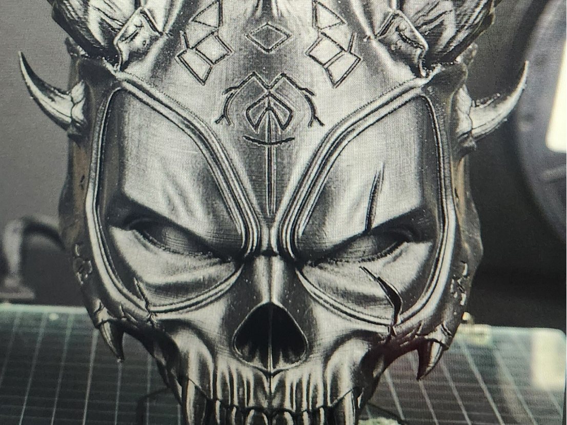Demonic Horned Skull Mask with Oni Fangs Jaw 