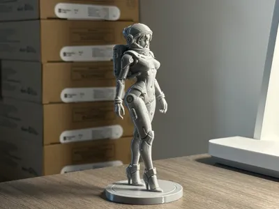 Interstellar Astronaut Girl Print in Place